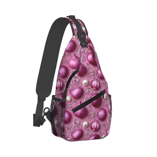 Sac banane réglable imprimé floral oignon pour homme et femme en voyage