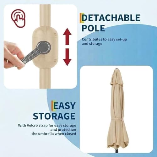 IDEALHOUSE 7.5 FT Patio Umbrella Windproof with Crank Lift for Deck, Balcony by IDEALHOUSE - Used condition - Image 5