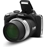 Minolta Pro Shot 16MP HD Digital Camera – 53x Optical Zoom, 1080p Full HD Video, Optical Stabilization, 3-inch LCD, Panorama, HDR, Face Detection, Smart Modes, 16GB Card (Black)