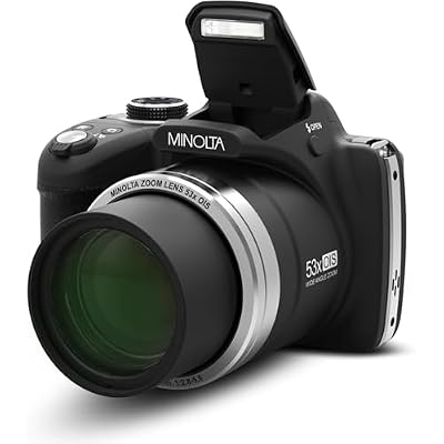 Minolta Pro Shot 16MP HD Digital Camera 53x Optical Zoom, 1080p Full HD Video, Optical Stabilization, 3-inch LCD, Panorama, HDR, Face Detection, Smart Modes, 16GB Card (Black)