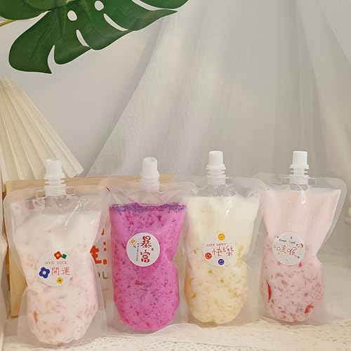 Yukiyi 20pcs 250ml Refillable Drink Pouches for Festivals Essentials Festival Accessories Clear Travel Plastic Flasks Cruise Kit Reusable Juice Bags Drink Container Party Christmas Hot Cold Beverage - Image 5