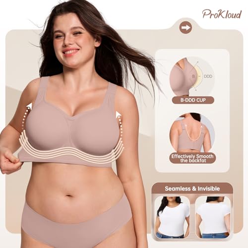 Image of ProKloud Jelly Bras for Women No Underwire Wireless Bra with Support and Lift Full Coverage Plus Size Comfy Seamless Bra
