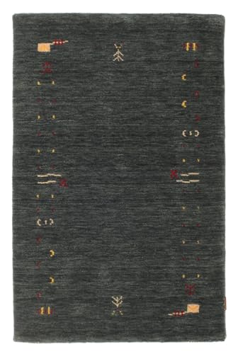 RugVista Gabbeh Loom Frame, Dywan, Gabbeh, 100 x 160 cm, Prostokąt, Wysoki, Pokój dzienny, Jadalnia, Sypialnia, Czyścić wyłącznie chemicznie, Certyfikat Care & Fair, Ciemny Szary/Zielony