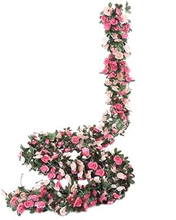 Miracliy 8 pcs 66 FT Flower Garland Fake Rose Vine Artificial Flower Hanging