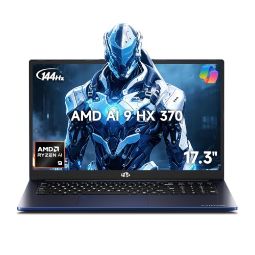 Image of NIMO 17.3 inch Copilot+ AI Laptop, AMD Ryzen AI 9 HX 370 (Up to 5.1GHz), 32GB DDR5 RAM 2TB SSD, Radeon 890M, 144Hz FHD Display, 100W PD, USB 4.0, Fingerprint, Win 11 Gaming Laptop with 2Y Warranty