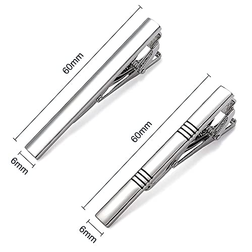 Uhibros Mens Tie Clip Tie Bar Set For Regular Ties Silver Black Blue Gold Tone Luxury Gift Box Wedding Business Clips #TOP1