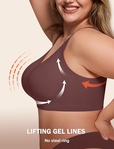 Image of LetsJoli Bras for Women Supportive Wireless Push Up Bra Full Coverage No Underwire Seamless Plus Size for Older Women
