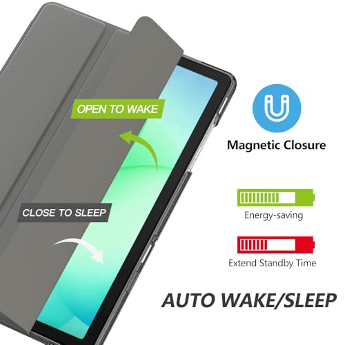 Image of MoKo for Samsung Galaxy Tab A11 Plus / A11+ Case 11 Inch 2026, Galaxy Tab A9 Plus / A9+ Case 11 Inch 2024, Slim Stand Hard PC Translucent Back Shell Smart Cover, Auto Wake /Sleep, Stone Gray