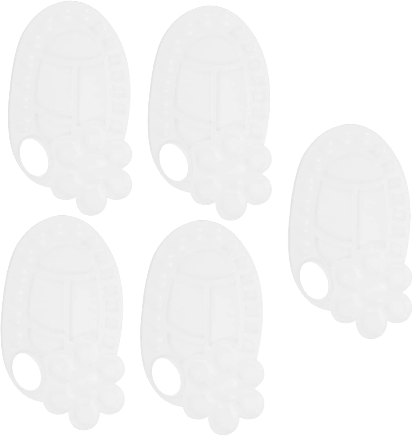 NUOBESTY 5pcs Plastic Oval Paint Palette Trays Mixing Plates for Artists Paint Pallets for Artists DIY Craft Supplies