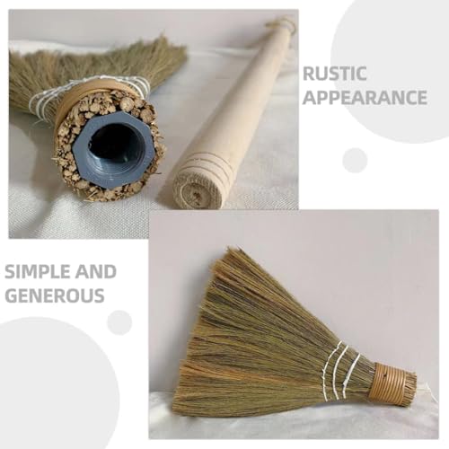 Escoba manual de miscanthus para exterior e interior con mango desmontable 6