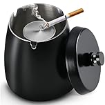 Navani Smell-Proof Ashtray with Lid for Inside & Outdoors | Stylish Outdoor Ash Trays | Windproof Design | Odor-Free Ashtrays for Patio, Garden, and Home