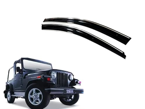 Image of CAR SAAZ Chrome Line Door Visor for Thar Type 1(2010-2019)(Set of 2Pcs) | Rain Guard | Wind Deflector