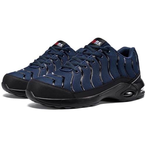 Image of DYKHMILY Cushioned Steel Toe Sneakers for Men Wide Toe | Puncture Proof ASTM Safety Certified Breathable Material Lightweight Slip Resistant Soft &comfortable lining