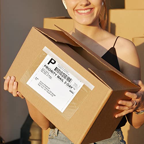 Classy Shipping Label Sleeves, 6" X 9" Packing Slip Envelope Pouches Clear Adhesive Top Loading Packing List Shipping Label Envelopes - 100 Packs #TOP2
