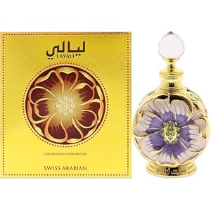 Swiss Arabian Layali For Women- EDP Spray – Floral, Oud Luxury Fragrance From Dubai- Addictive and Long-Lasting Perfume With Black Currant, Ylang Ylang, Rose, Jasmine, Amber Notes – 50ml