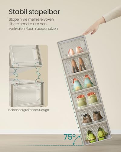 SONGMICS Schuhboxen, 18er Set, Schuh-Organizer, faltbar und stapelbar – Ansicht 3