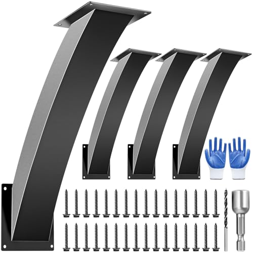 Heavy Duty Arc 45 Degree Angle Bracket Wood Pergola Bracket Kit-4 Pcs for 6x6 Post Pergola Accessories for Gazebos Decks Porches Log Cabins etc. Wood Post and Beam Angle Support Brackets