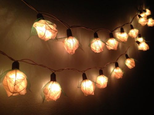 Thai Handmade 35 White Rose Flower Fairy String Lights Wedding Party Floral Home Decor 3.5m