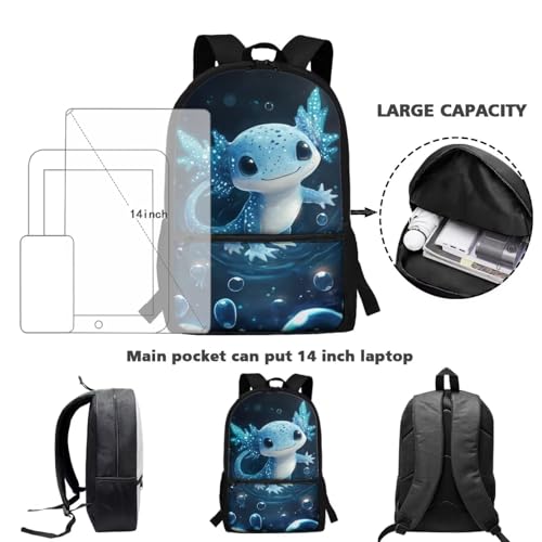 Blue Axolotl Backpack for Girls 8-10 School Backpacks for School Girls 17 Inch Middle Elementary Backpack Teen Kids Bookbag Cute Girl Book Bag Back Pack2