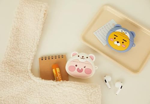 Kakao Official Merchandise- Snow Village Theme Cases Compatible With Airpods 3Rd Generation-Ryan In Penguin Costume And Apeach In Polar Bear Costume (Polar Bear Apeach) #TOP6