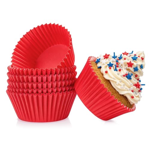 Trusber Red Cupcake Liners Standard Non-Stick Muffin Baking Cups 100Pcs