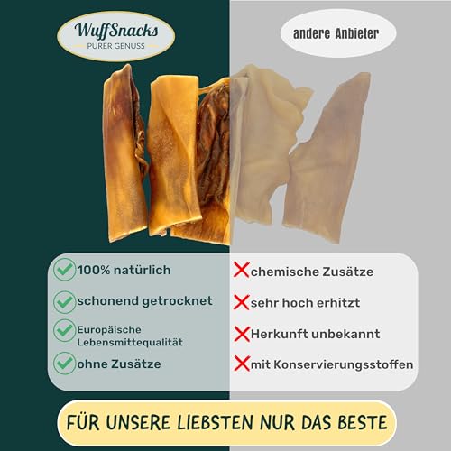 Rinderkopfhaut für Hunde | 1 kg | natürliche und hochwertige Rinderkopfhaut getrocknet | fettarm und proteinreich | Rinderhaut für Hunde von Wuffsnacks