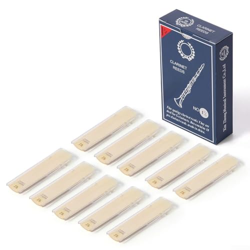 PETSTIBLE 10er-Pack Bb-Klarinettenblätter mit Kunststoffbox, Bb-Klarinettenblätter Stärke 1/1,5/2/2,5/3/3,5 Holzblasinstrumente Teile traditionelle Blätter für Klarinettenanfänger und (1,5)
