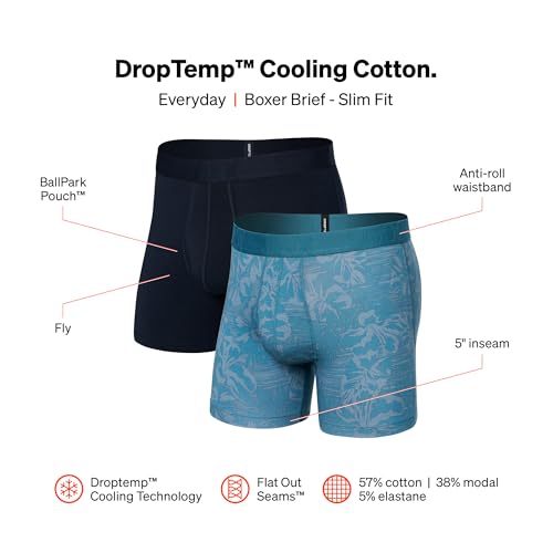 SAXX Underwear Co. Droptemp Cooling Cotton Boxer Brief Fly 2pk, Fashion 6