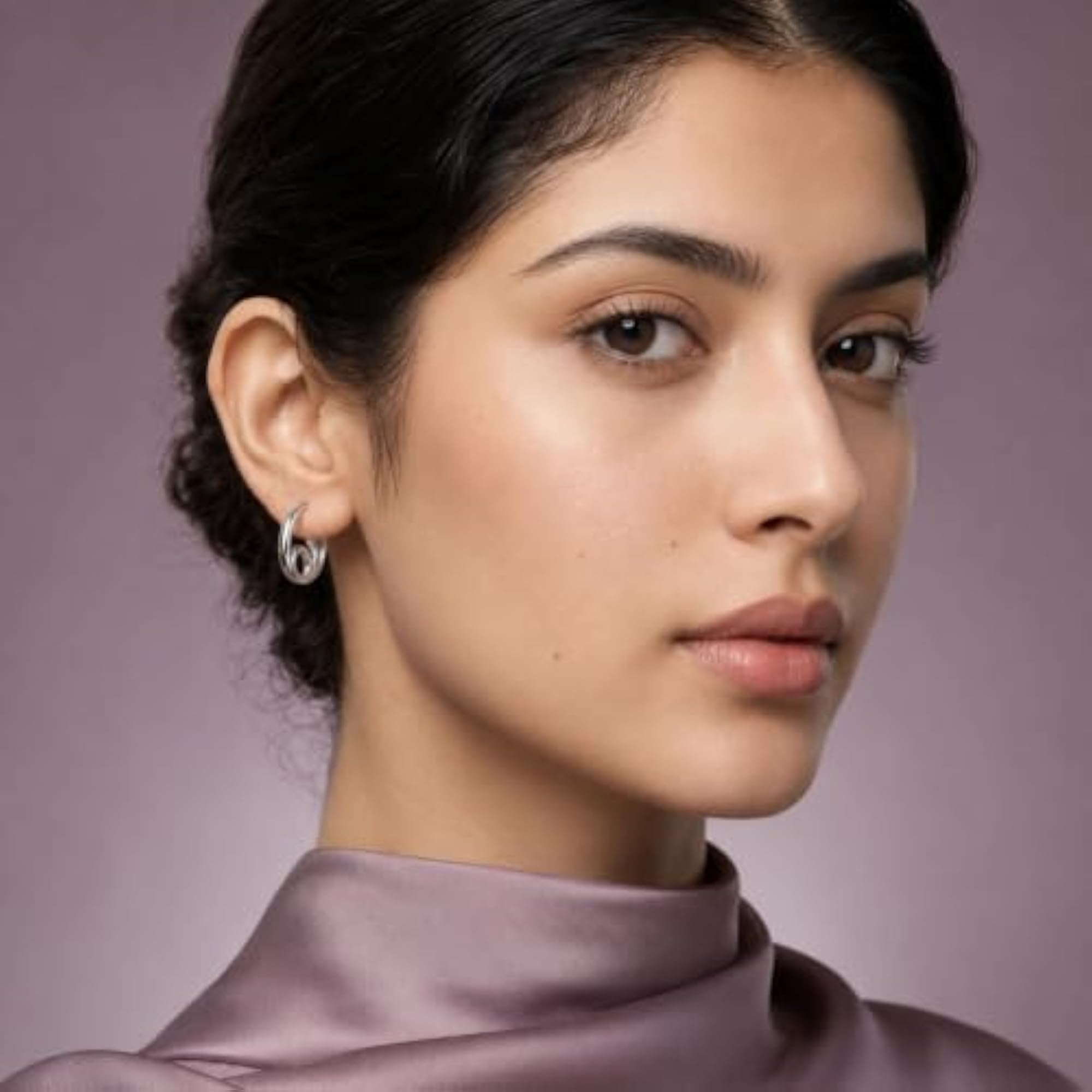 Women's Silver Swirl Huggie Hoop Earrings, Minimalist