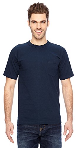 Bayside 6.1 oz. Basic Pocket T-Shirt, Large, NAVY