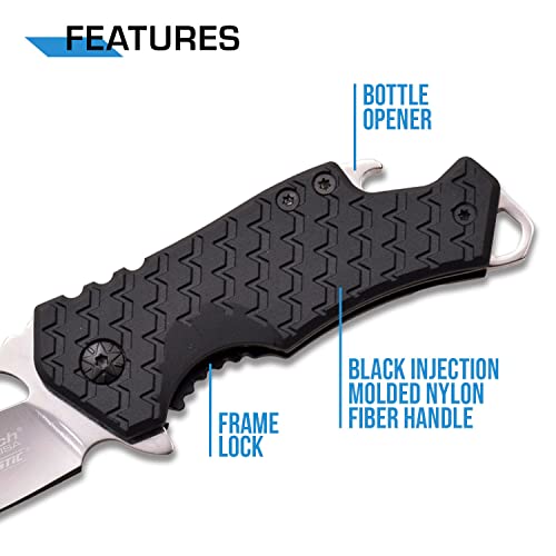 mtech usa  pocket folding knife  fine edge steel blade aluminumnylon fiber handle bottle opener and pocket clip tactical edc self defense- mt-a882