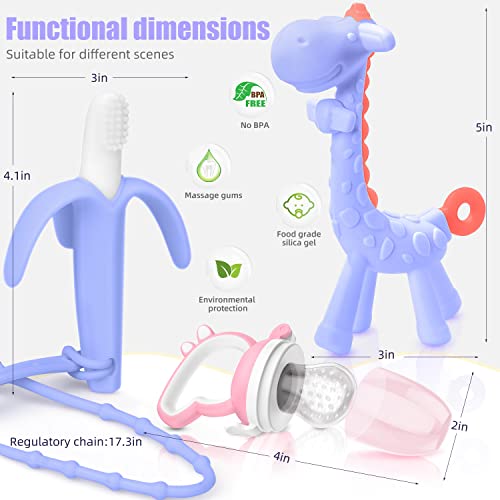 SHARE&CARE Baby Teething Toys and Natural Organic Food Feeder Pacifier/Baby Teether Chew Toys Fresh Fruit Feeding/ 2 Teethers and 1 Feeder with 3 Silicone Sacs (Purple) - Thumbnail 6