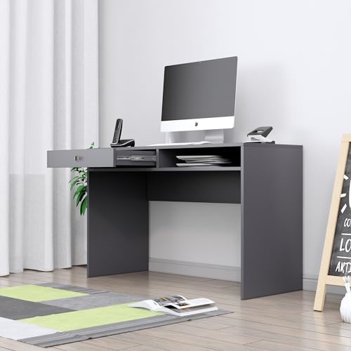 Image of Bniture Wooden Study Table for Home | Engineered Wood Study Table with Storage Shelf & Drawer | Multi Purpose Computer Desk for Writing & Study | Laptop Table for Study Room & Office | Slate Grey