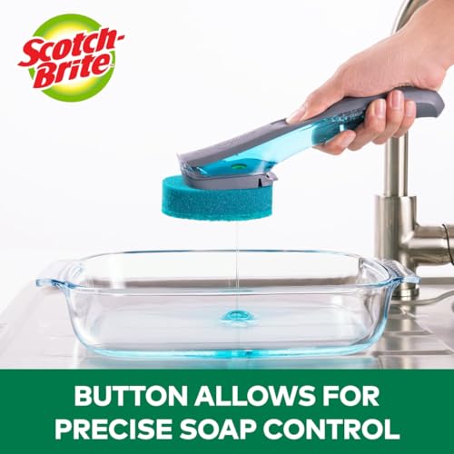 Image of Scotch-Brite Advanced Soap Control Heavy Duty Dishwand,1Dish Wand,Prevents Soap from Leaking,Leak-Free Guarantee,Best for Cast Iron Skillets & Grill Grates,Fits All Scotch Brite Refills(Pack of 4)