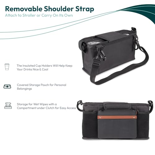 WONDERFOLD Organizador de carrinho de bebê para console parental com 2 suportes de copo isolados, ac