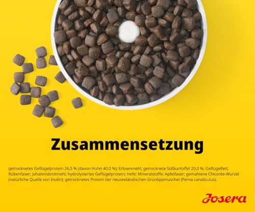 JOSERA Adult Huhn & Süßkartoffel (1 x 900 g) | Premium Trockenfutter für ausgewachsene & sportliche Hunde mittlerer & großer Rassen | mit Erbse & ohne Kartoffel | getreidefrei | 1er Pack
