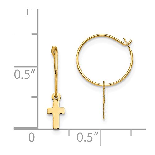 Real 14kt Yellow Gold Madi K Endless Hoop w/Small Cross Earrings3