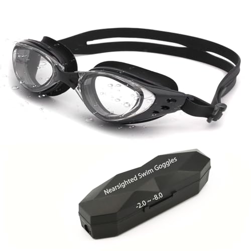 ESAVIA Nearsighted Swim Goggles -2.0D to -8.0D,Anti Fog Shortsighted Swimming Goggles with Clear...