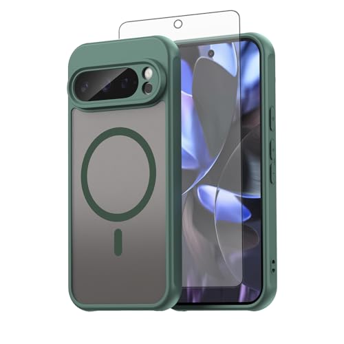 Coque Google Pixel 9 Pro antichoc Magsafe anti-traces vert mat Asuwish