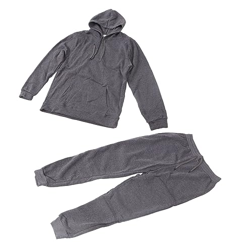 Survêtement gris foncé XXXL pour hommes : ensemble ample à capuche en polyester confortable - 5