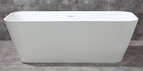 Alfi Brand Ab9952 67" White Rectangular Solid Surface Smooth Resin Soaking Bathtub #TOP3