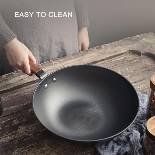 Wok de Hierro Fundido con Tapa de Madera 32 cm miniatura 4
