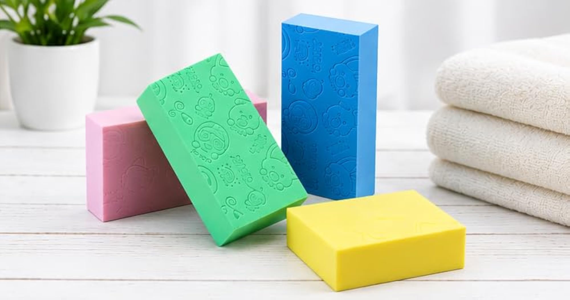 Soft Exfoliating Sponge Pack of 4 for Body and Face