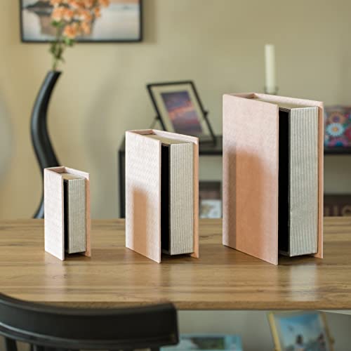 Pink Set Of 3 Velvet Vintage Storage Wooden Antique Classic Decorative Book Box Holder #TOP5