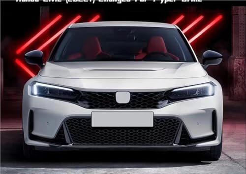 Parrilla delantera estilo Type R para Honda Civic Hatchback 2022-2024 sin sensor 5