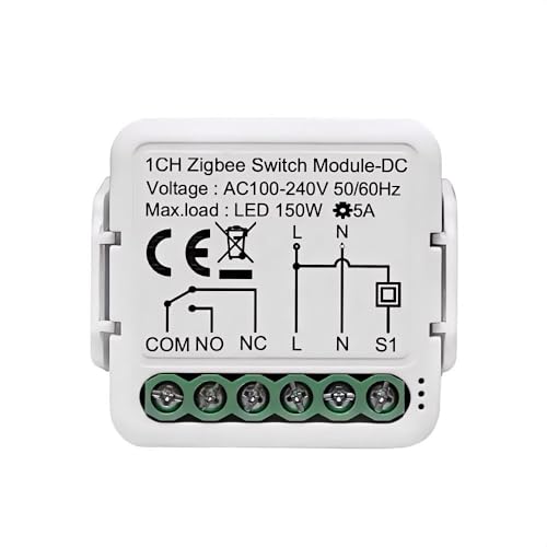 ururtm 1 Channel DC 12V 24V AC 100/240V Tuya Smart Life app Dry Contact ZIGBEE Smart Relay Switch Module,Work with Alexa Google Home