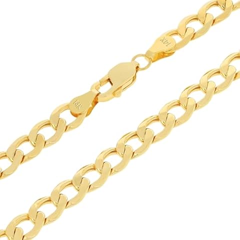 Nuragold 14k Yellow Gold 6.5mm Cuban Curb Link Chain Pendant Necklace, Mens Womens Jewelry 16" 18" 20" 22" 24" 26" 28" 30" Cover