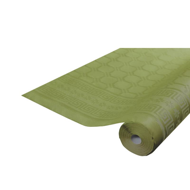 cog Rouleau de Nappe Damassé Vert Olive - 25 Mètres