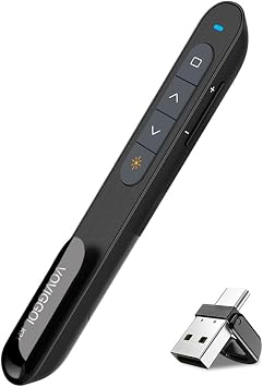 VOVIGGOL USB/Type-C 2 in 1 Presentation Clicker for Powerpoint, Hyperlink Volume Wireless Presenter Remote Control Slide Advancer PPT Clicker for Mac iPad Computer Laptop