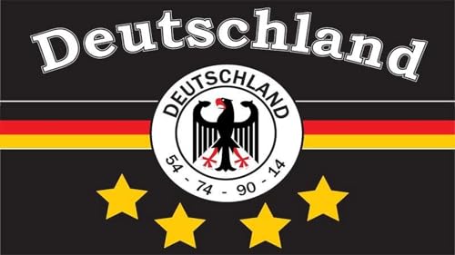 Fahne Flagge Deutschland Schwarz 4 Sterne Fussball Sport - 90 x 150 cm
